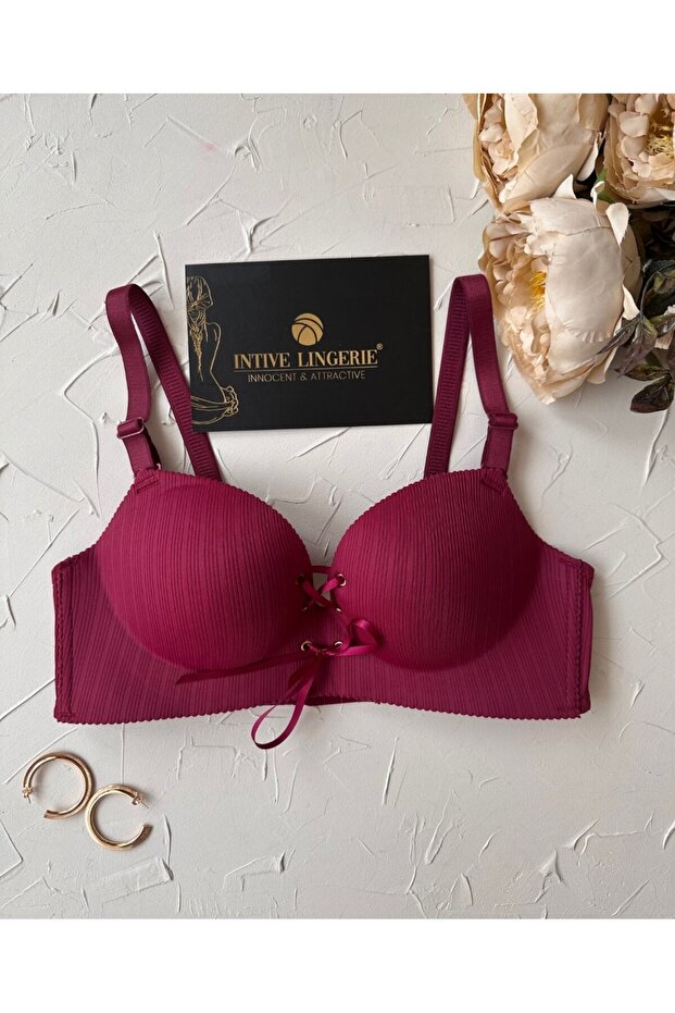 Jennifer Balensiz Push-Up Supported Laser Cut Seamless Front Tie Attractive Daily Bra