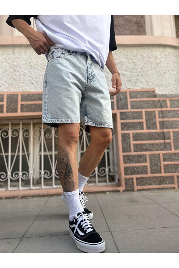 Gri Kısa Kot Şort - 2