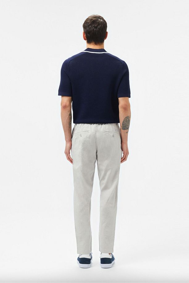 Men's Regular Fit Linen Twill Pants - 4