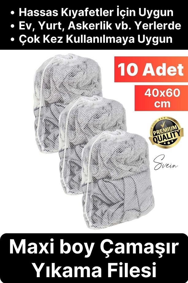 10 Adet Çamaşır Yıkama Filesi Maxi Kirli Elbise Giysi Kıyafet Torbası Okul Üniversite Yurt Asker - 1