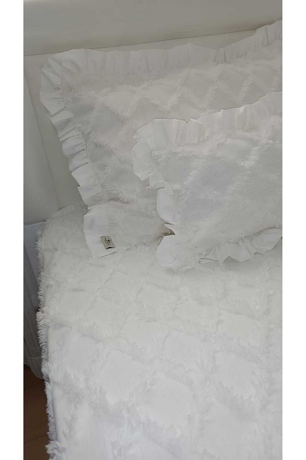 Duru Home Tek Kişilik Kare Desenli Fırfırsız Pike Takımı - 4
