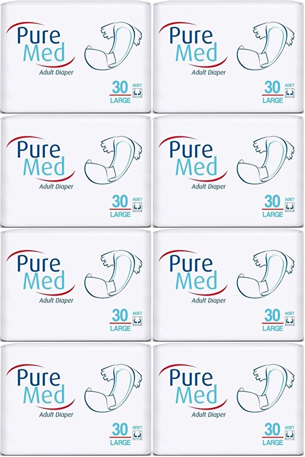 Patient Diapers with Waistband Textile Surface Large L-Large 240 Pieces (8Pk*30)