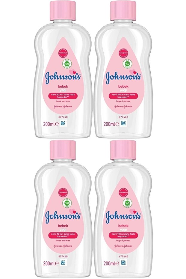 Johnsons Baby Baby Oil 200ml Moisturizer (Pink) (Set of 4)