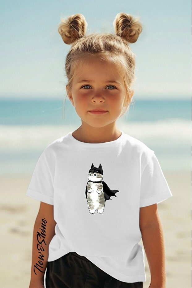 Batman Cat Printed Oversize Kids T-Shirt