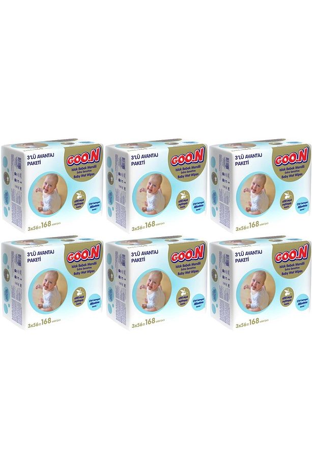 Goon Islak Havlu Mendil 56 Yaprak Sensitive Hassas Cilt 18 Li Set (6PK*3) 1008 Yaprak - 1