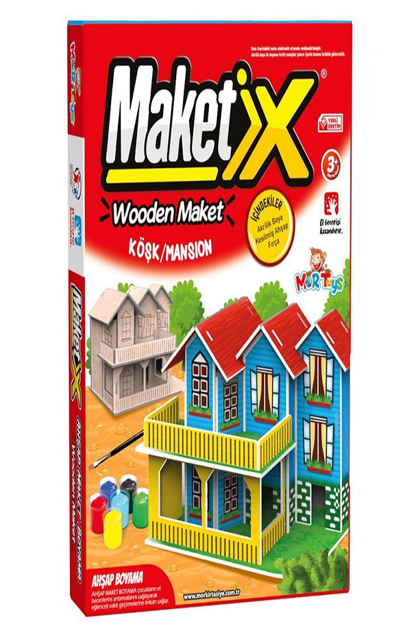 Mor 9789 Maketix Ahşap Maket Boyama Set KÖŞK - 1