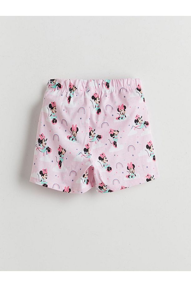 LCW Kids Pembe Minnie Mouse Baskılı Kız Çocuk Şortlu Pijama Takımı - 5