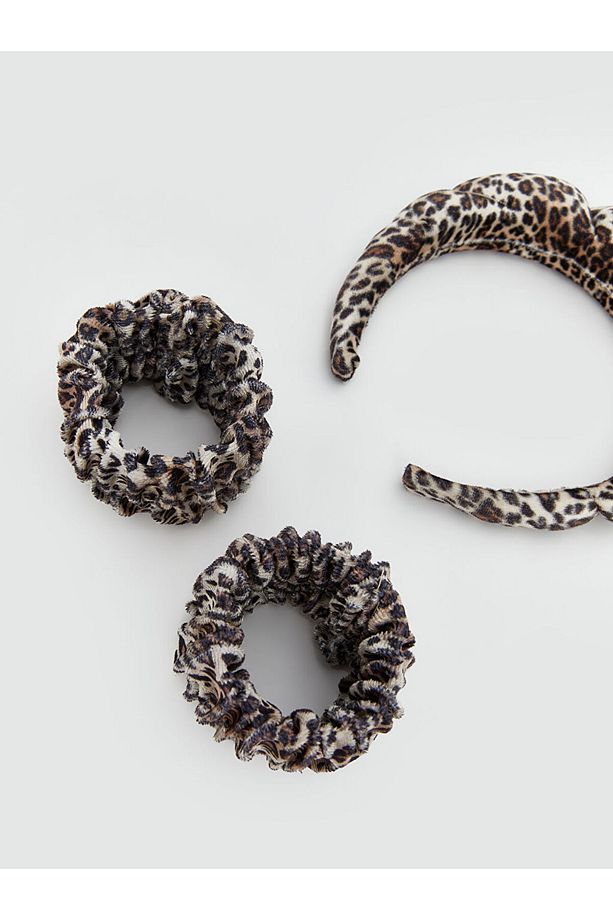 LCW ACCESSORIES Karışık Leopar Desenli Lastikli Kadın Bileklik ve Taç Seti - 2
