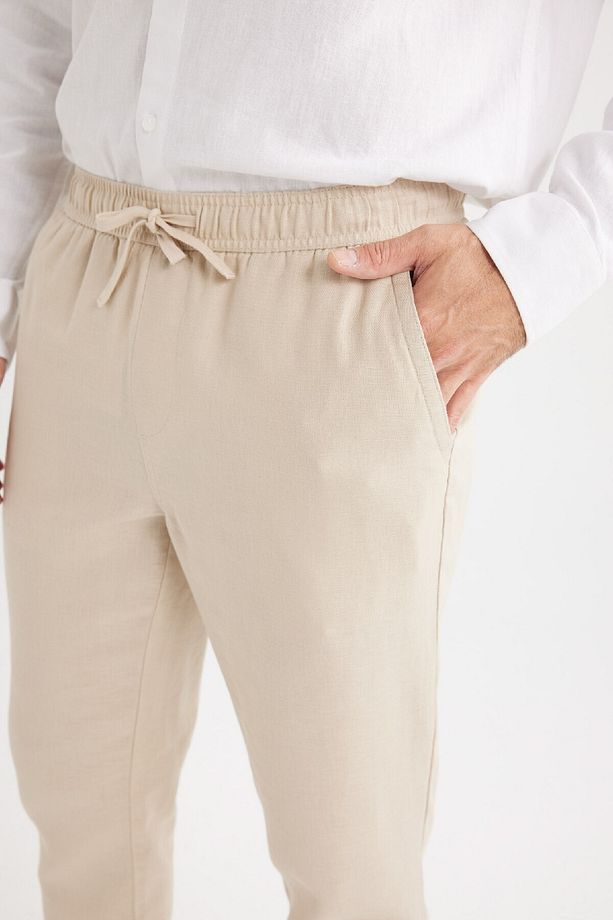 Yazlık Jogger Keten Düz Paça Pantolon D7542AX25SP - 4