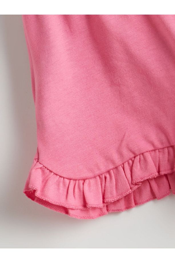 LCW baby Pembe Beli Lastikli Basic Kız Bebek Şort 2'li - 3