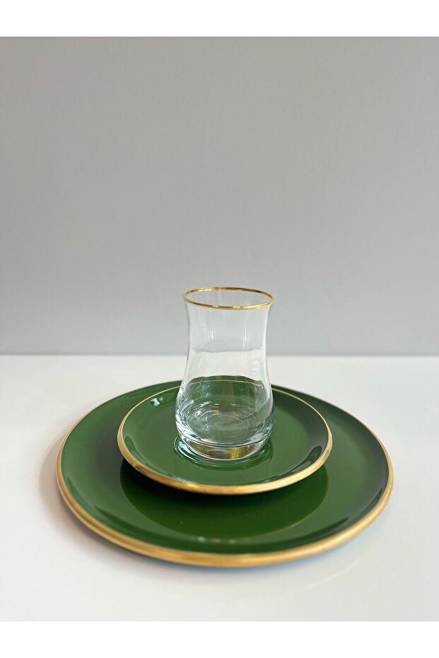 18 Parça Solid Pasta Çay Seti Yeşil 85495 - 2