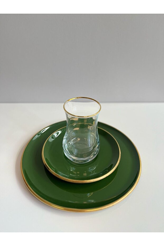 18 Parça Solid Pasta Çay Seti Yeşil 85495 - 1