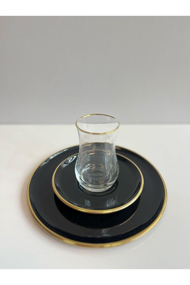 18 Parça Solid Pasta Çay Seti Siyah 85488 - 2