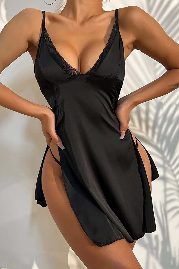 Yanlardan Yırtmaçlı Gecelik - 3