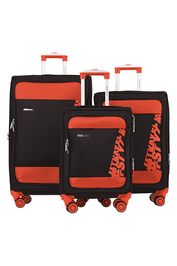 Hyper Trek 3 Pieces Set 8 Wheels Soft Luggage - Orange