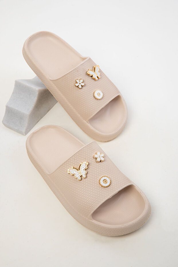 Papuci de damă bej-bej 20446 - 2