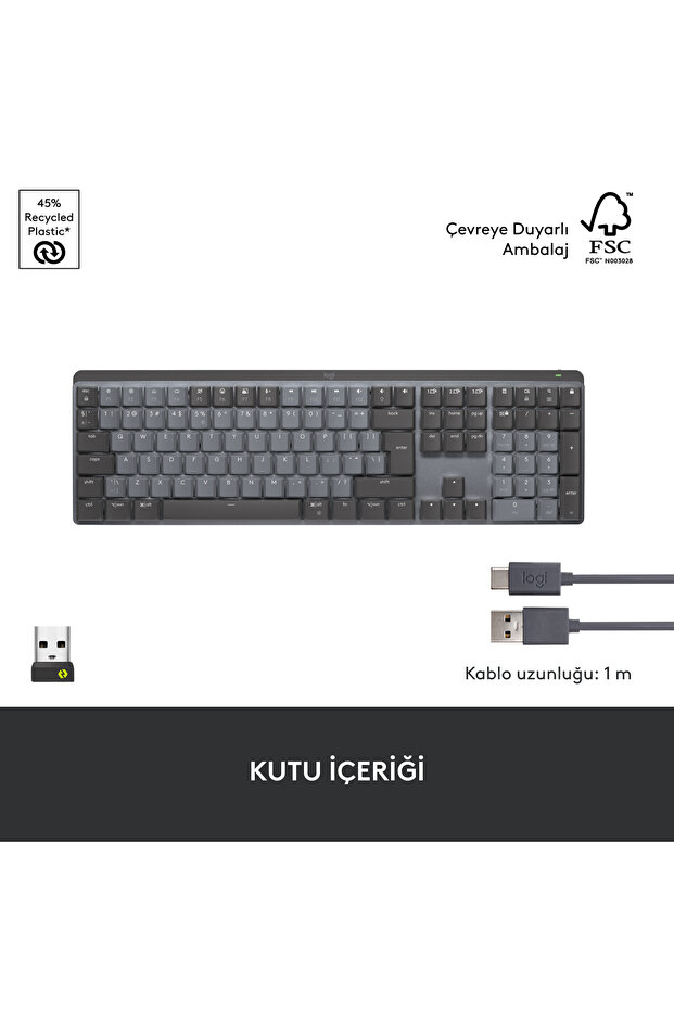 MX Mechanical Kablosuz Aydınlatmalı İngilizce Q Performans Klavyesi - Siyah - 13