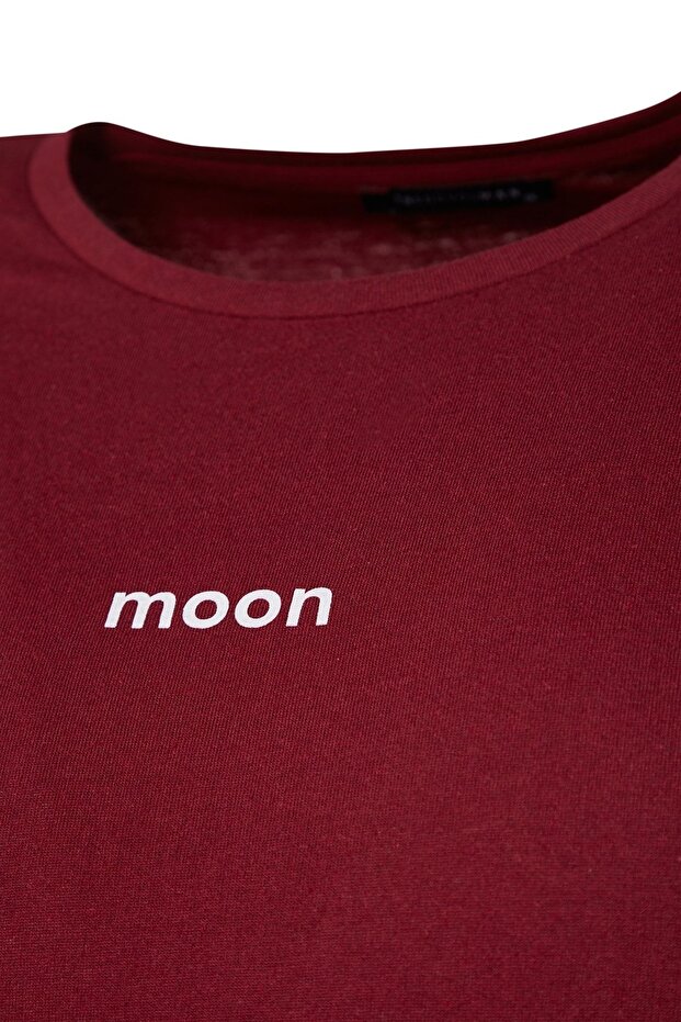 Büyük Beden Bordo Regular Fit Rahat Baskılı Şortlu Pijama Takımı TMNSS23PT00014 - 9