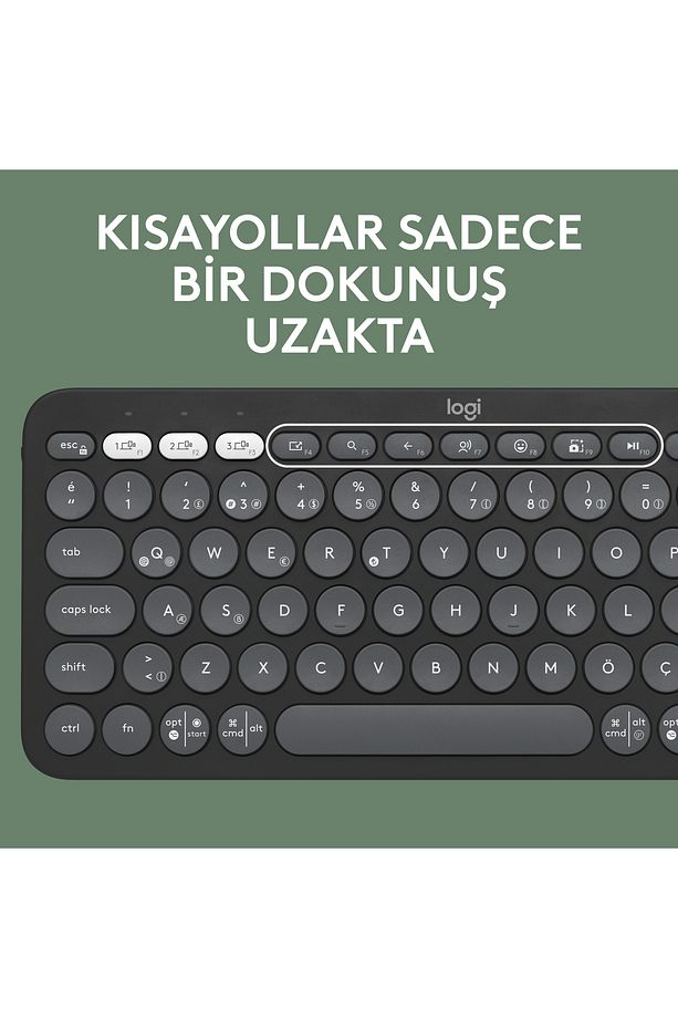 Pebble 2 Set Çoklu Cihaz Özellikli Sessiz Kablosuz Türkçe Q Klavye ve Mouse Seti - Siyah - 5