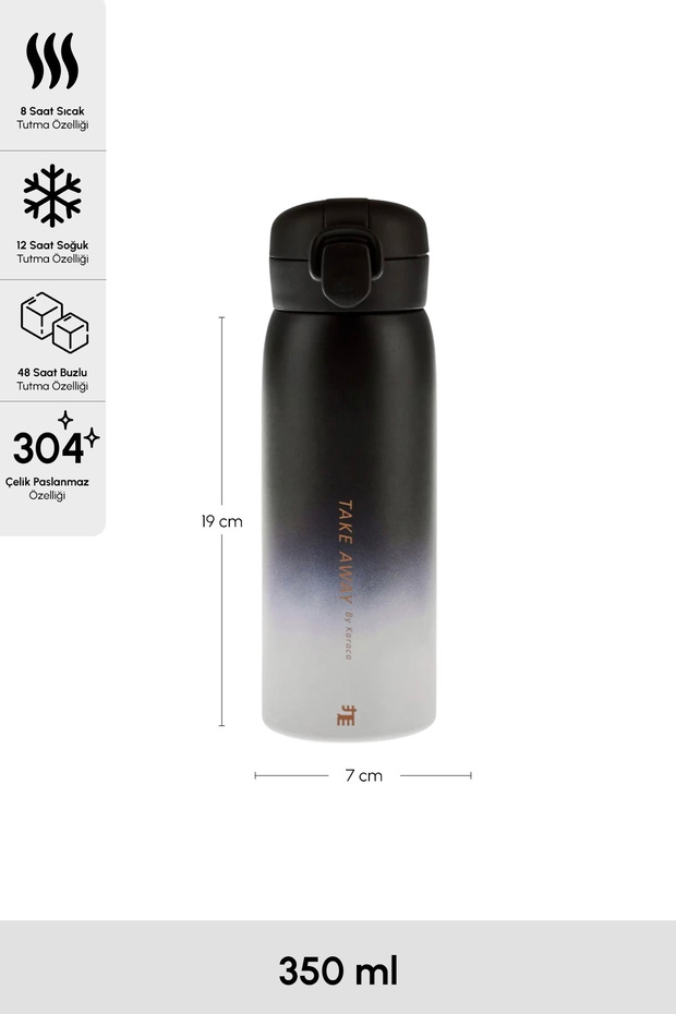 Skyfall Çelik Sızdırmaz Termos 350 ml Siyah - 1