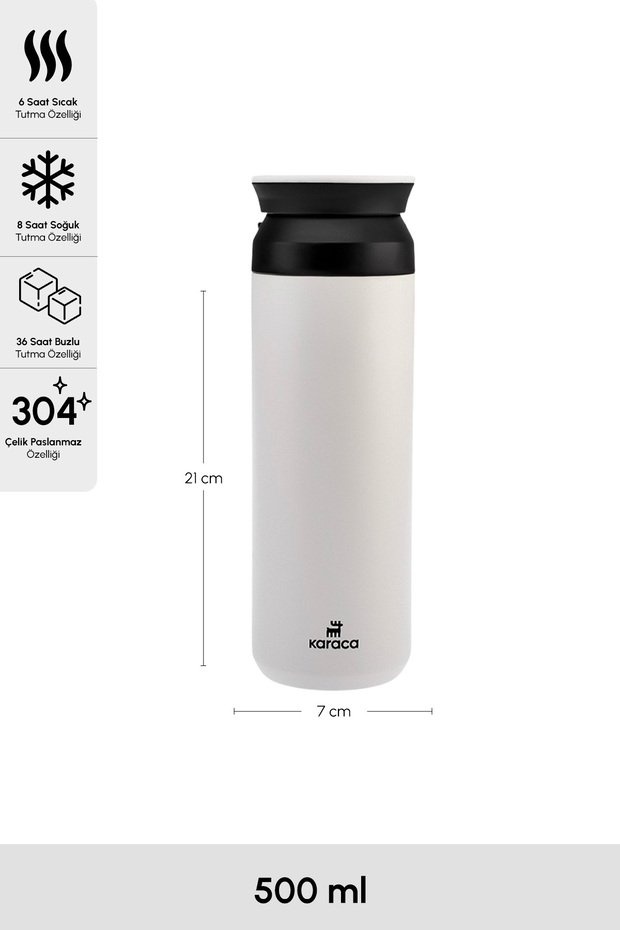 Rainbow Krem Paslanmaz Çelik Termos 500ml (8 SAATE KADAR SICAK/SOĞUK TUTMA) - 2