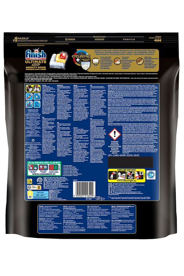 Ultimate Plus Hepsi Bir Arada Bulaşık Makinesi Deterjanı  Kapsül Tablet Limon 105 Adet - 9