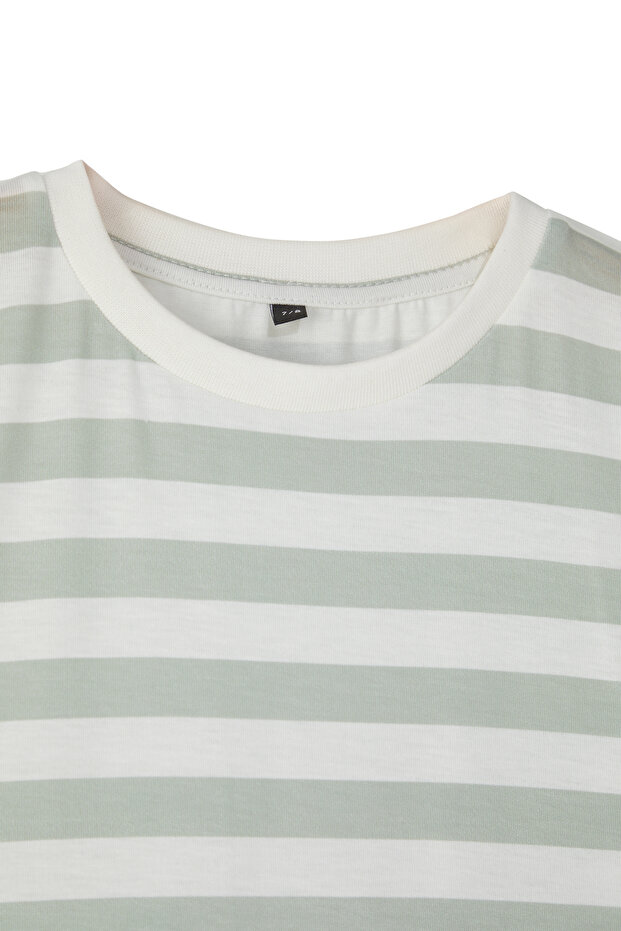 Taş-Mint 2'li Erkek Çocuk Basic Oversize Kalıp Kısa Kol Örme T-Shirt TKDSS25TS00053 - 3