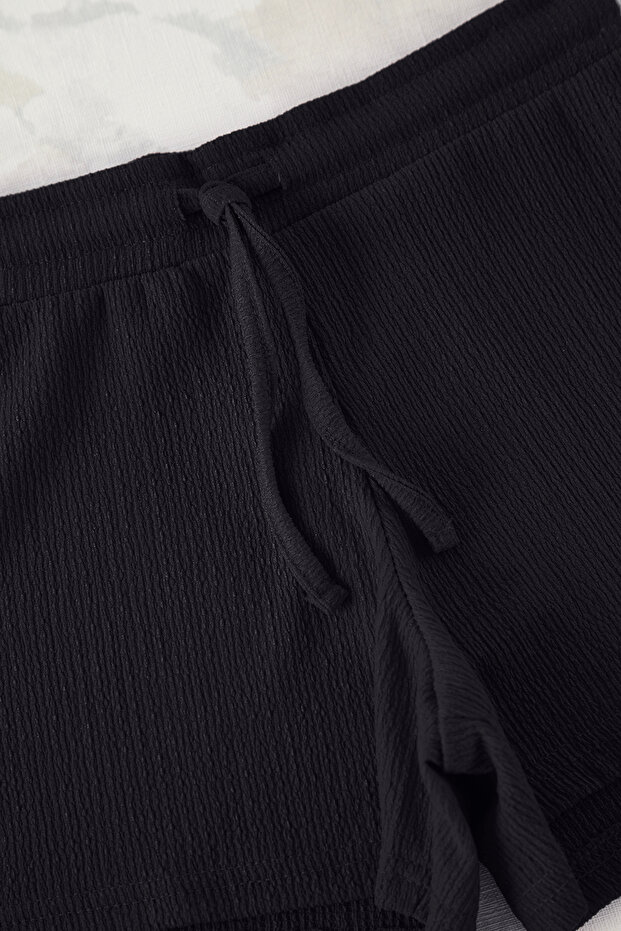 Lacivert Kız Çocuk Basic Dokulu Örme Şort & Bermuda TKDSS25SR00022 - 2