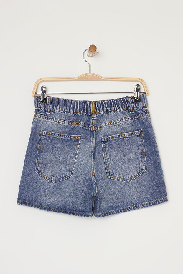 Mavi Beli Lastikli Normal Bel City Boy Denim Şort TWOSS25SR00153 - 6