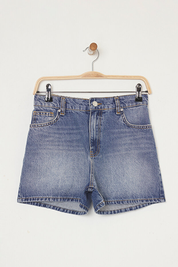 Mavi Beli Lastikli Normal Bel City Boy Denim Şort TWOSS25SR00153 - 5