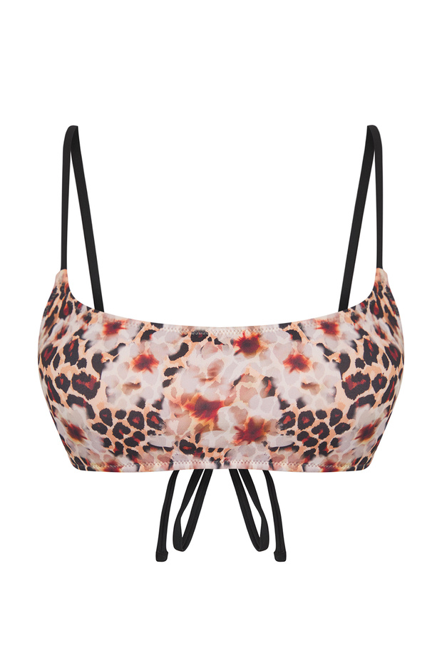 Çiçek Ve Leopar Mix Desenli Biyeli Bralette Kaplı Bikini Üstü TBESS25BU00048 - 8