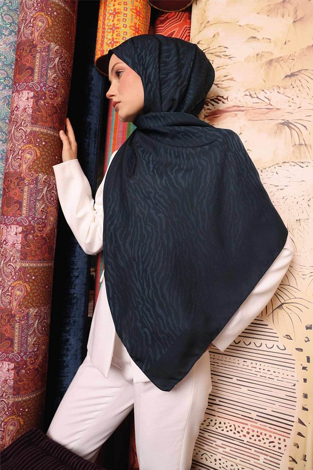 Zebra Desen Şal - Akşam Mavi - 3