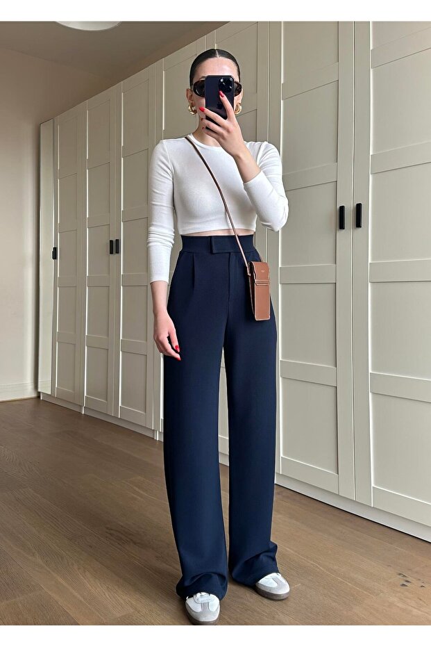 Ultra High Waist Circuit Palazzo Pleated Trousers