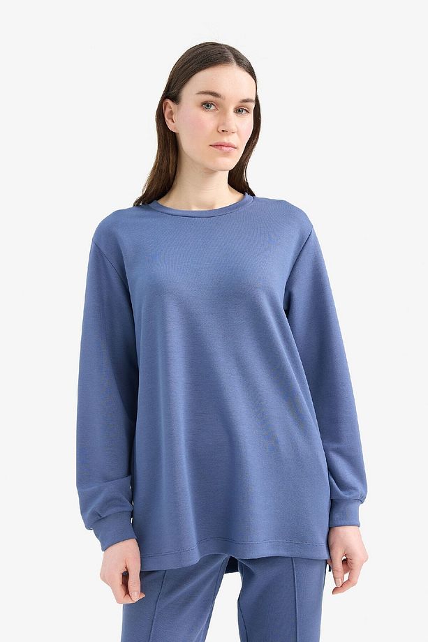Regular Fit Bisiklet Yaka Basic Düz Sweatshirt Tunik D4598ax25sp - 3