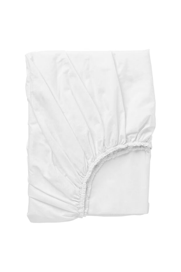 DVALA Fitted Sheet White 90x200 cm – 100% Cotton, Soft, Durable, Breathable, Perfect Fit