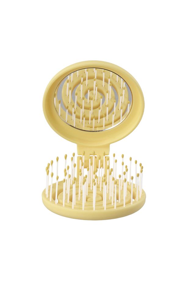 Beauty Makaron Saç Fırçası-Üç Boyutlu 3D Esnek Aynalı Çanta Boy Saç Fırçası-Compact Detangler - 4