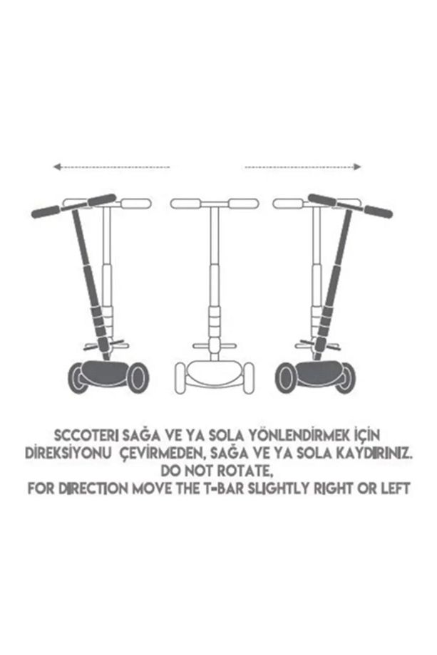 3 Tekerlekli Işıklı Yüksekliği Ayarlanabilir Twist Kız Erkek Çocuk Scooter - 3