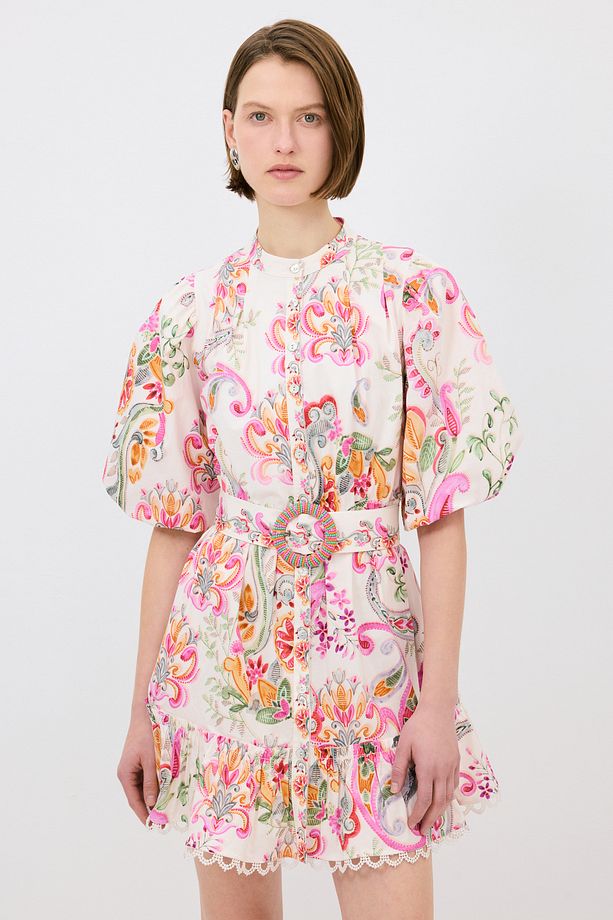 Desenli Poplin Elbise - 1