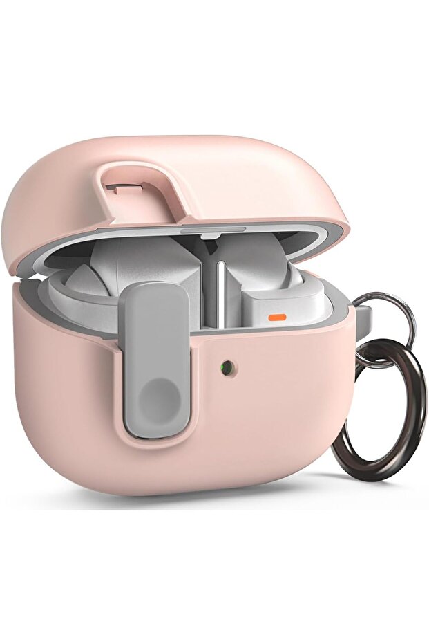 Modern Lock for Samsung Galaxy Buds3 and Galaxy Buds 3 Pro case with Carabiner Pink Sand