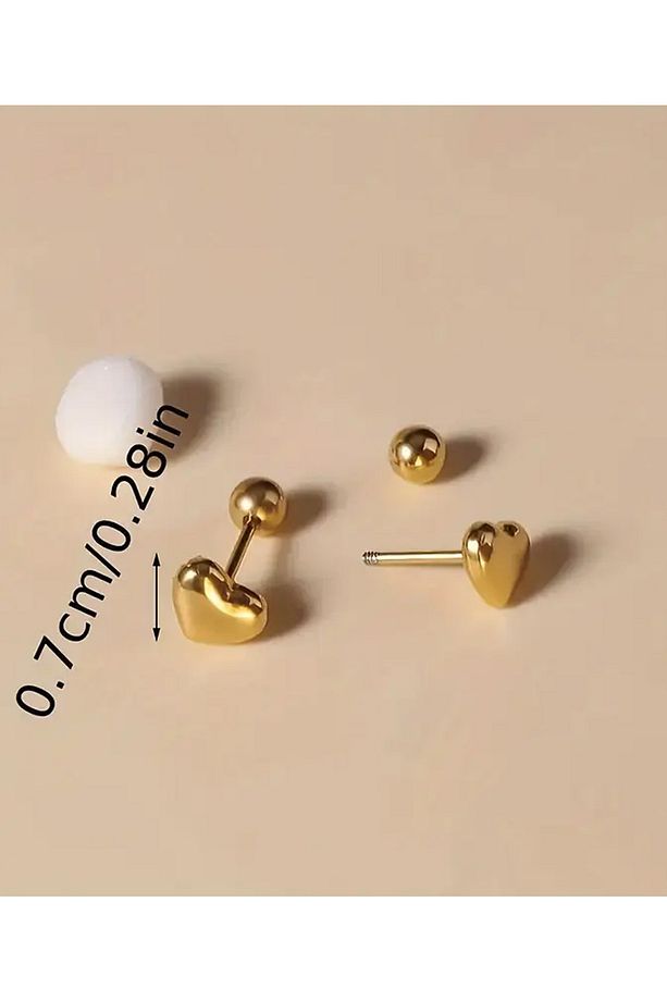 Helix Tragus Snug Conch Daith Earlobe Çelik Kalp Kıkırdak Küpe Piercing - 4
