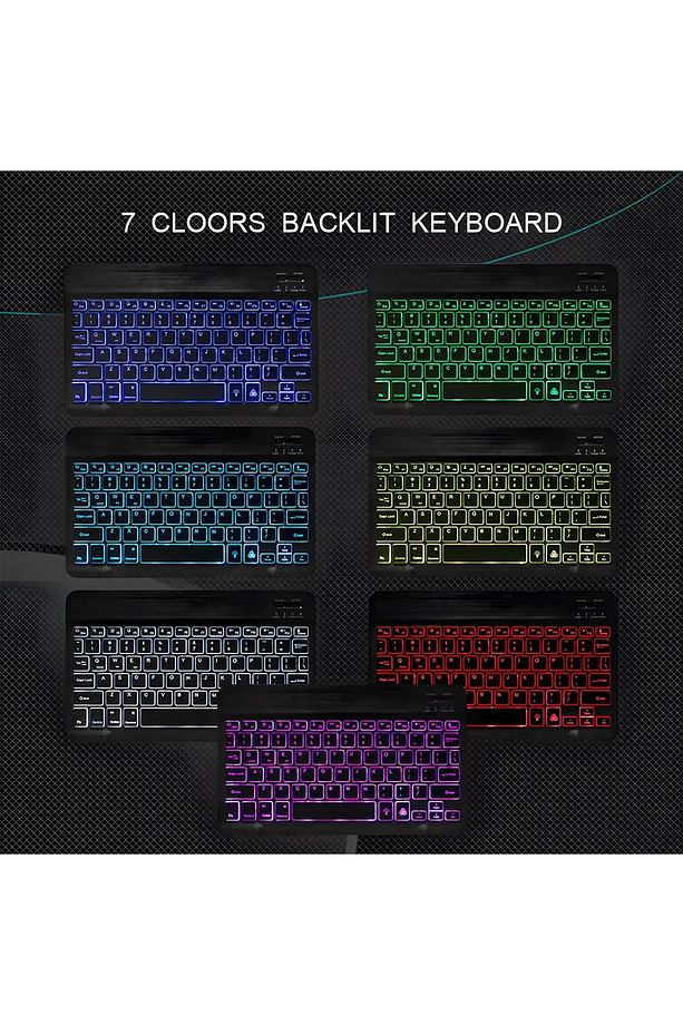 Akıllı Taşınabilir Şarj Edilebilir Rgb Kablosuz Bluetooth Klavye ve Mause Seti - 3