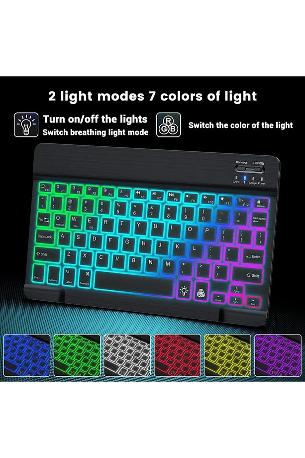 Akıllı Taşınabilir Şarj Edilebilir Rgb Kablosuz Bluetooth Klavye ve Mause Seti - 2