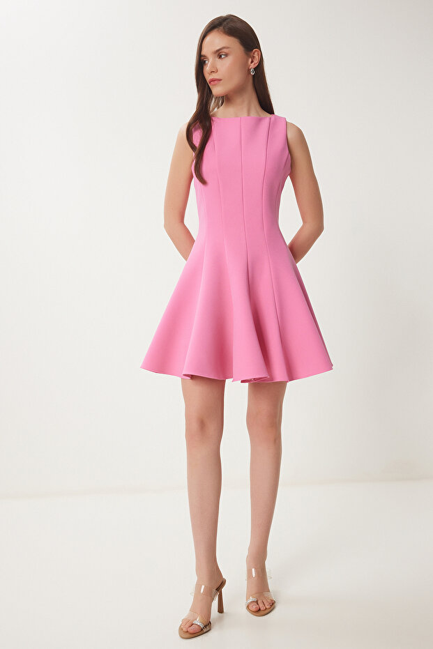Flying Effect Mini Woven Dress Pink Lfk0004
