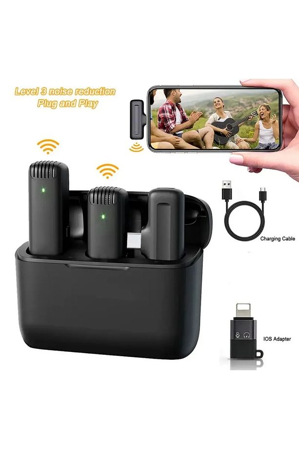 Kablosuz Yaka Mikrofonu Şarj Kutulu Wireless Youtube Tiktok Yayın Telefon Kablosuz Yaka Mikrofonu - 4