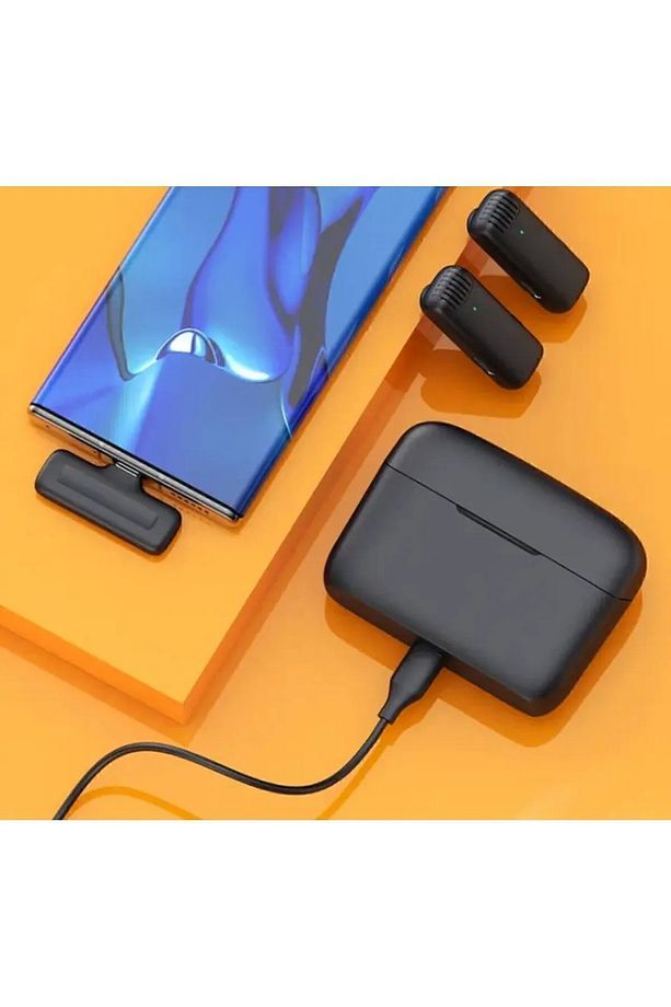 Kablosuz Yaka Mikrofonu Şarj Kutulu Wireless Youtube Tiktok Yayın Telefon Kablosuz Yaka Mikrofonu - 2