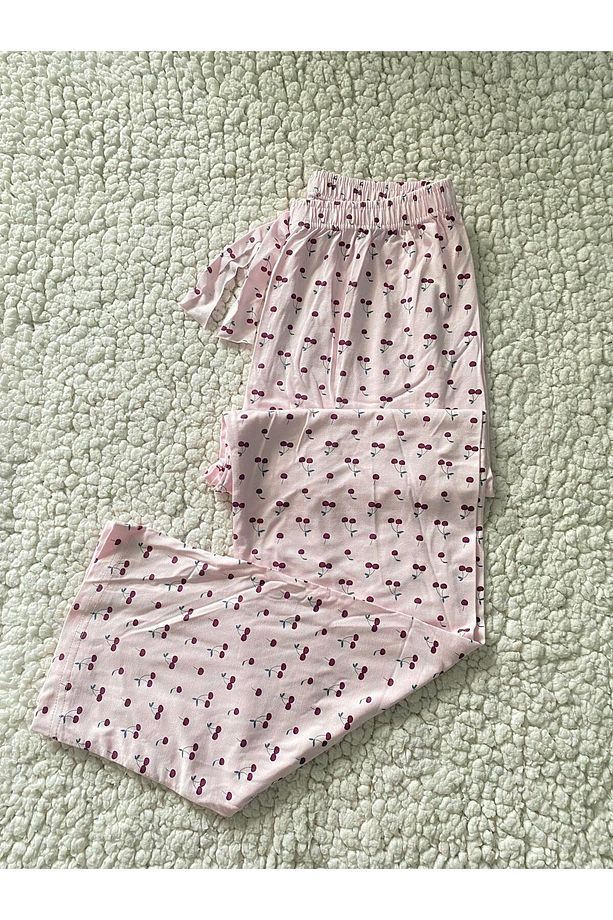 Cherry Kadın Tek Alt Pijama - Su Pembe Vişne Desen Pijama Altı - 1