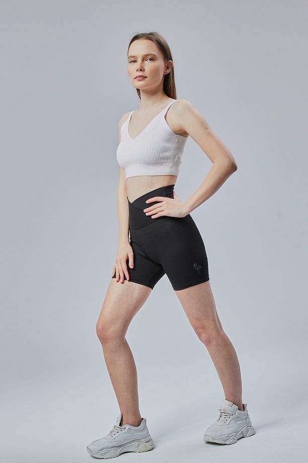 MoveOn Series Kadın Yüksek Bel Fitilli Biker Spor Şort - 4