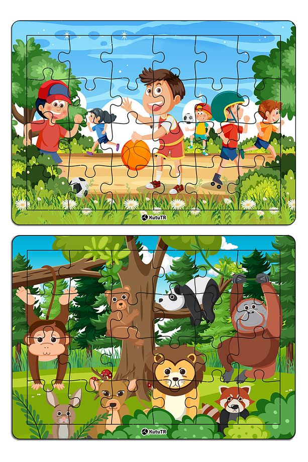 🧠✨ Eğitici 4’lü Mdf Ahşap Puzzle Seti | 24 Parça X 4 | 18x25 Cm ✨🧠 Set 17 - 4
