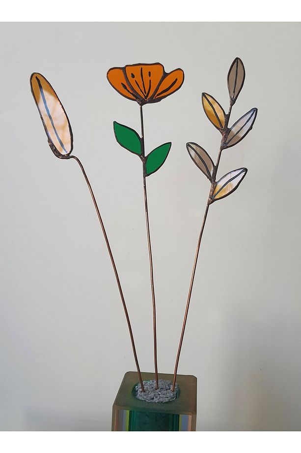 3 lü vitray çiçek - 3