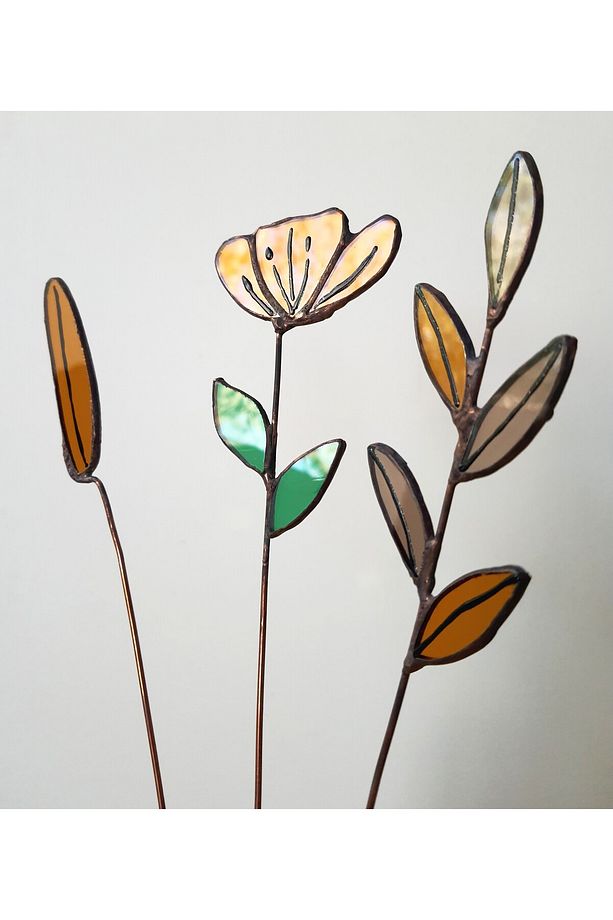 3 lü vitray çiçek - 1